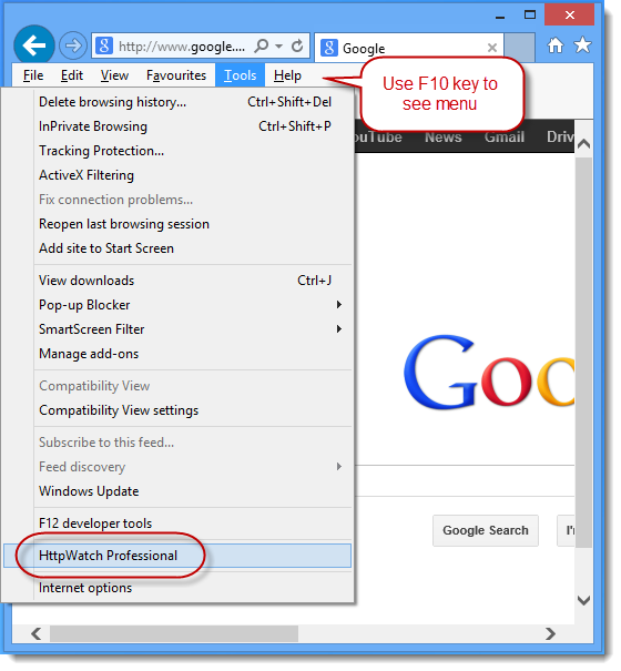 (Also see Making the HttpWatch Toolbar Button Visible in IE)