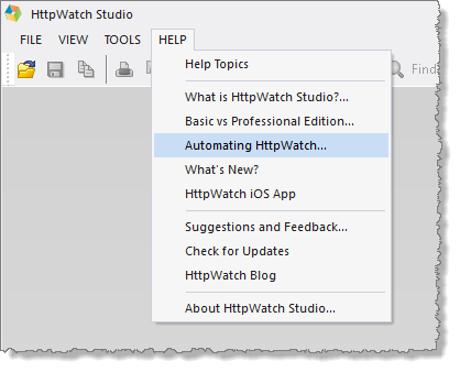 Opening HttpWatch Automation Help